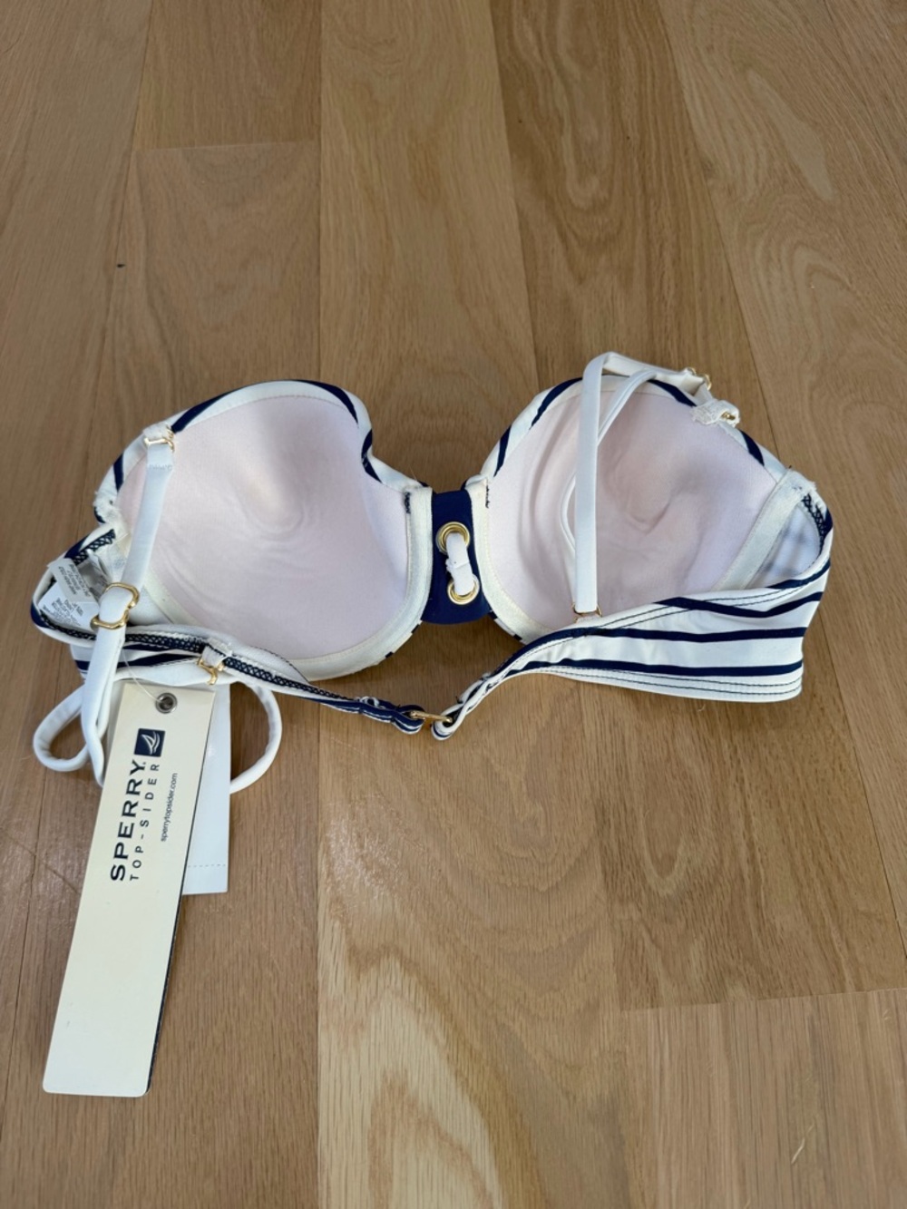 Sperry Navy and White Striped Molded Bikini Top - Picture 5 of 7